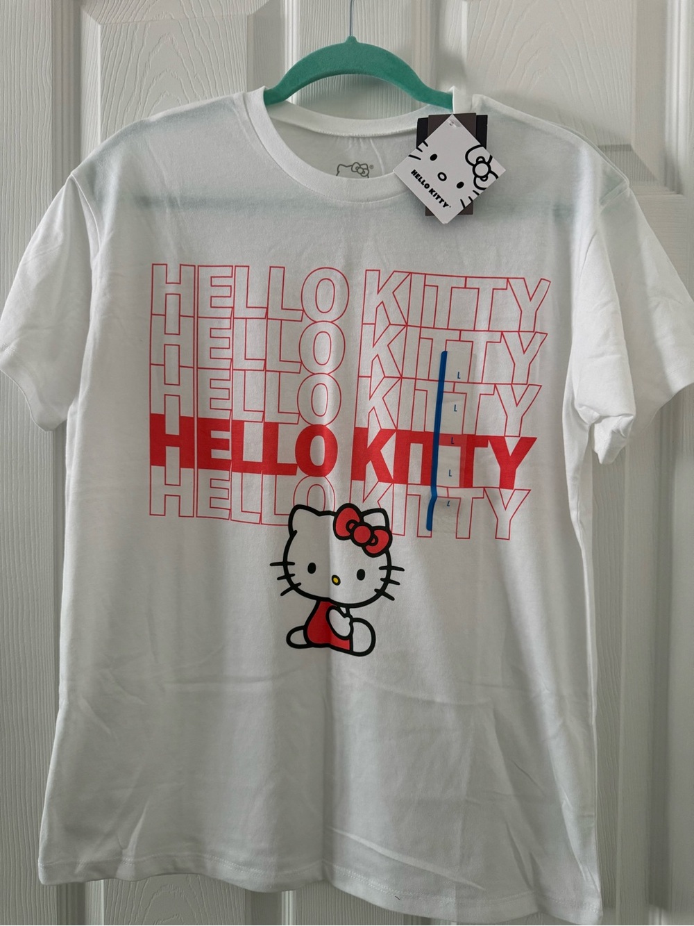 Hello Kitty White Tee with Red Graphic and Pink Bow